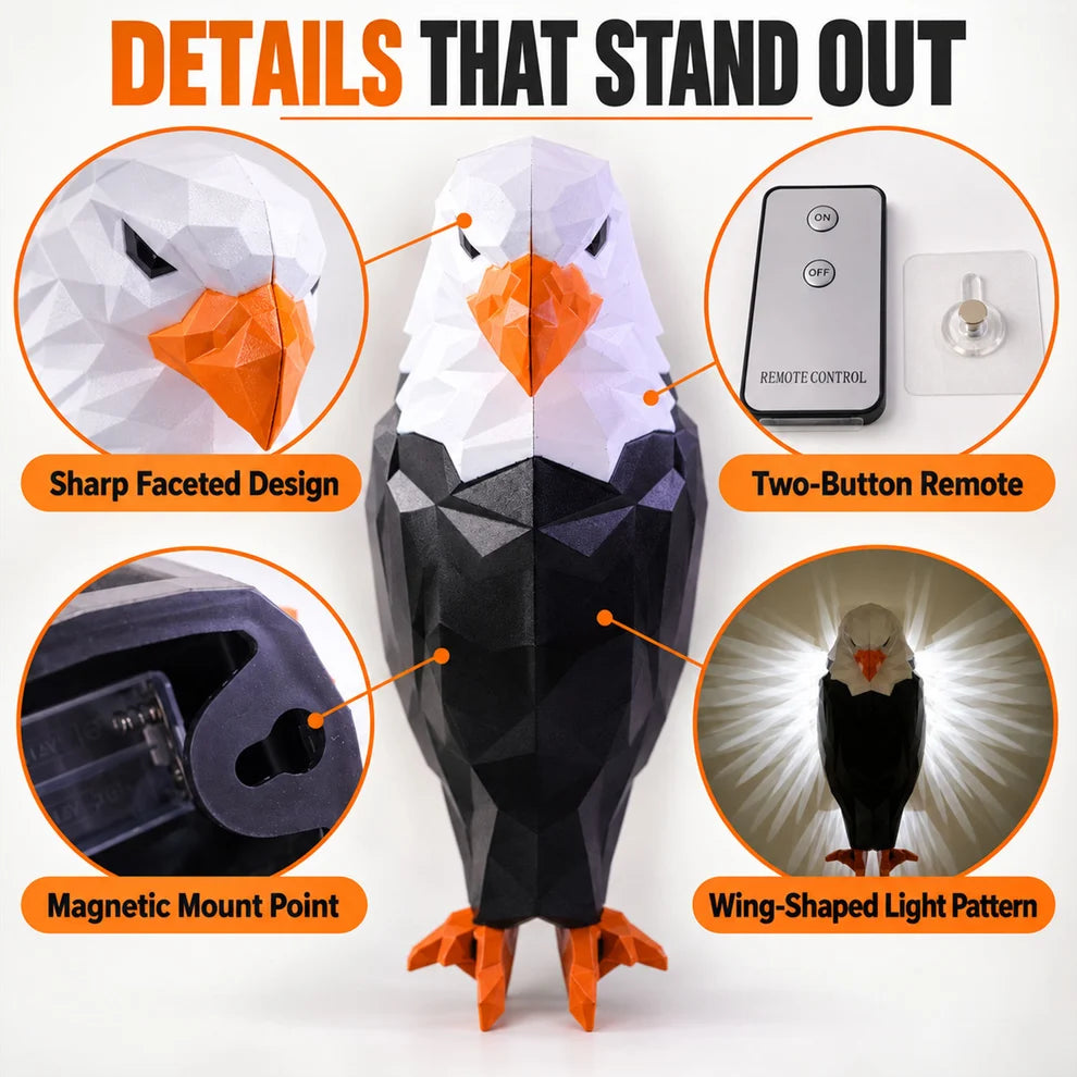 Eagle Shaped LED Ambient Wall Light with Remote and Magnetic Holder