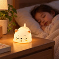 Cute Sleeping Cat Night Light with Warm Glow