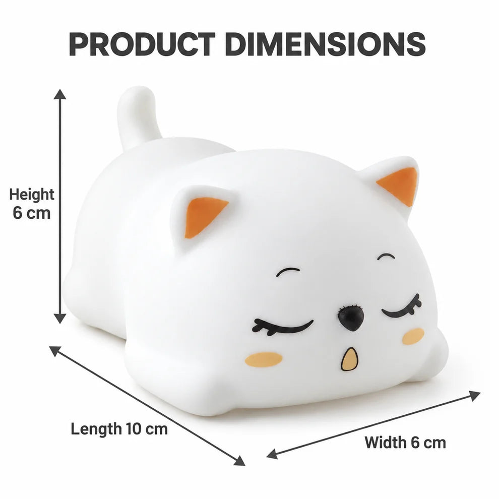 Cute Sleeping Cat Night Light with Warm Glow