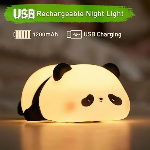 Cute Panda Silicone LED Night Lamp | USB Rechargeable Touch Bedside Light