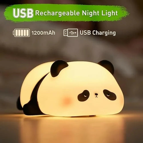 Cute Panda Silicone LED Night Lamp | USB Rechargeable Touch Bedside Light